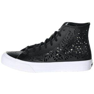 Vans Sneakers Size 5.5 Sk8-Hi Decon Cut-Out Leaves Black Leather Skateboarding
